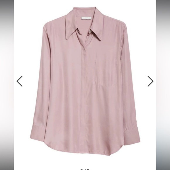 New Vince Relaxed Long Sleeve Silk Blend Button-up Shirt - Picture 3 of 9